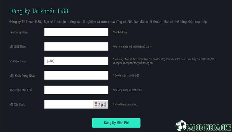 Đăng ký tài khoản cá cược tại Fi88