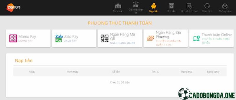 Nạp tiền cá cược thể thao tại 789bet