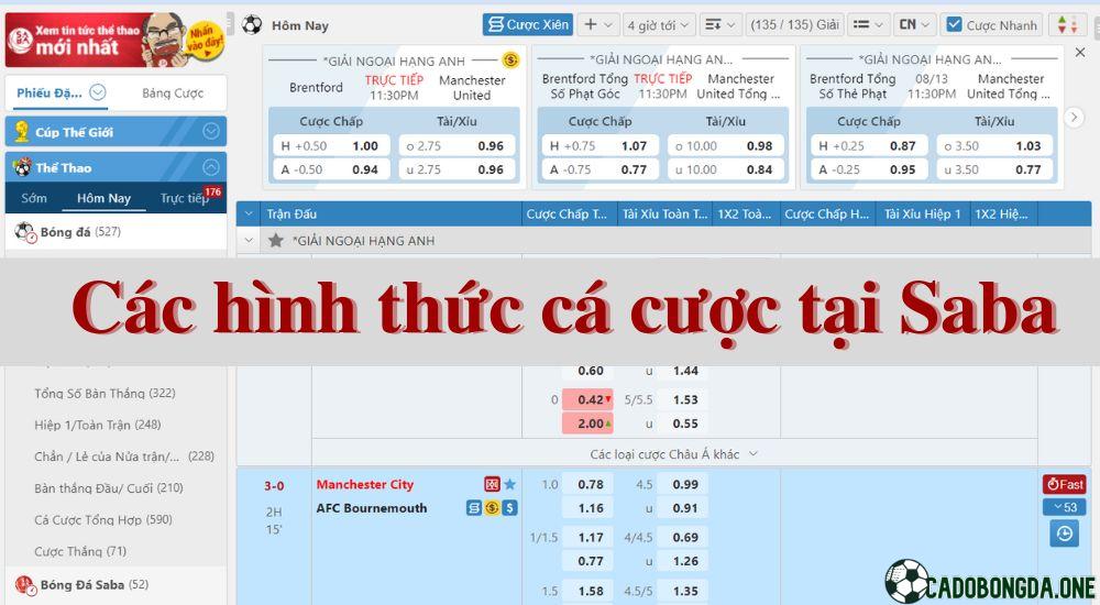 Các hình thức cá cược tại sảnh Saba